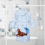 Детски халатeal Seal Surf DF печат с качулка L